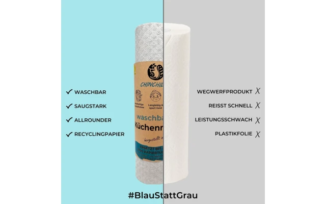 Rollo De Cocina Lavable Chinchilla Madera Celulosa Y Algodón Gris 7 Rollo De Cocina Lavable Chinchilla Madera Celulosa Y Algodón Gris - Imagen 5